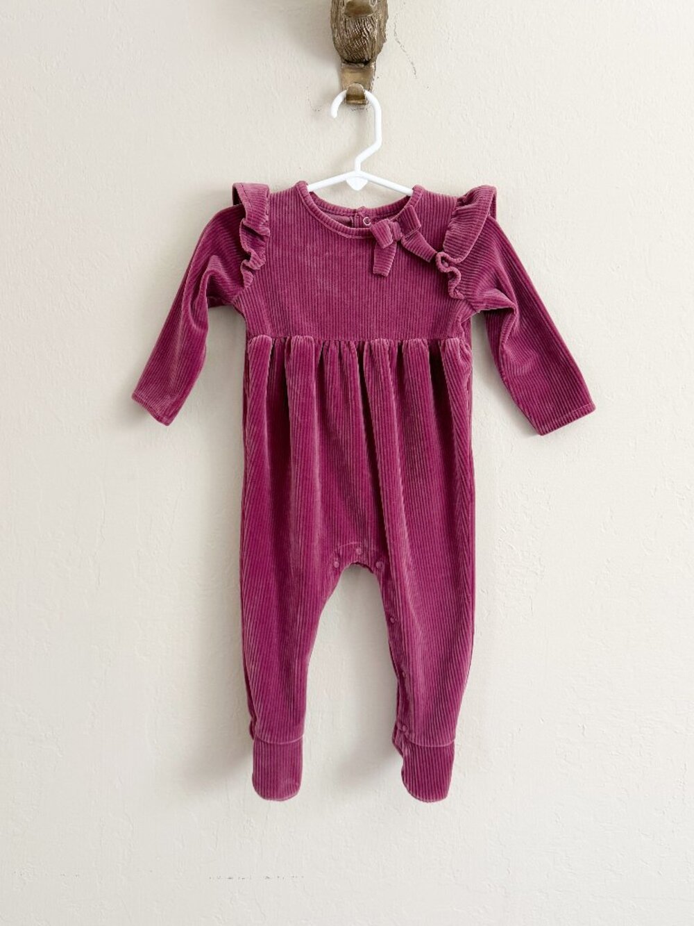 Mud Pie Ribbed Velour Jumpsuit • 6-9 Months
